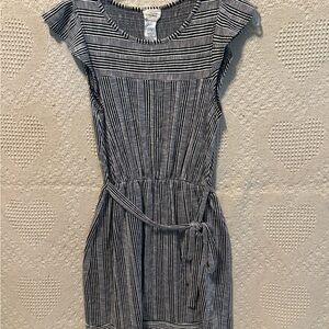 Medium Striped Black and White Dress with Tie